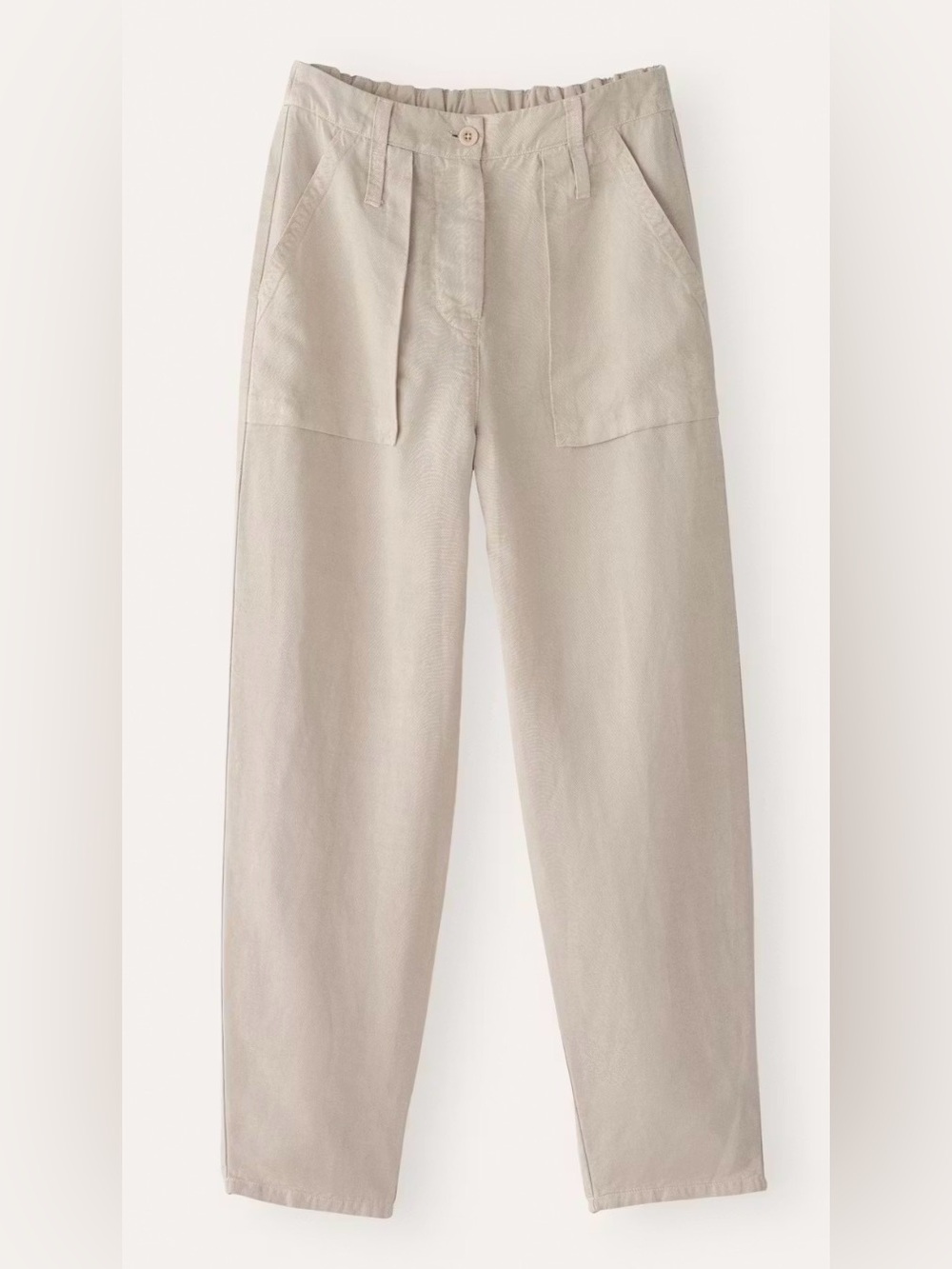 Pale mink linen blend Tapered leg trousers by poetry